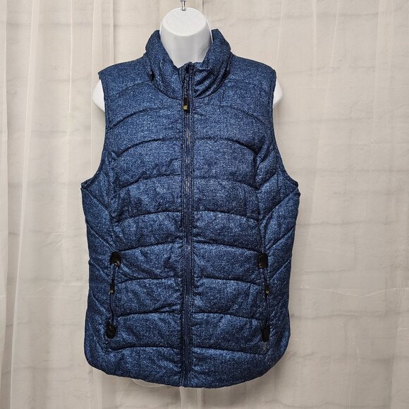 Green Tea Vest Quilted Winter Faux Fur Zip Mock Neck Gorpcore L - Picture 1 of 10